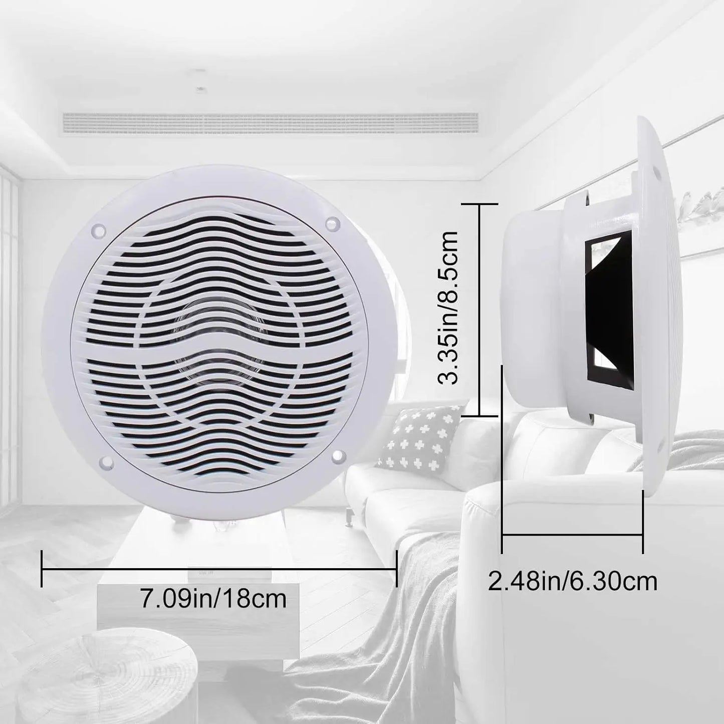 Herdio 6.5'' 120W Waterproof Bluetooth Marine Audio Ceiling Speaker Audio System Flush Mount Loudspeaker Suitable For Boat Home