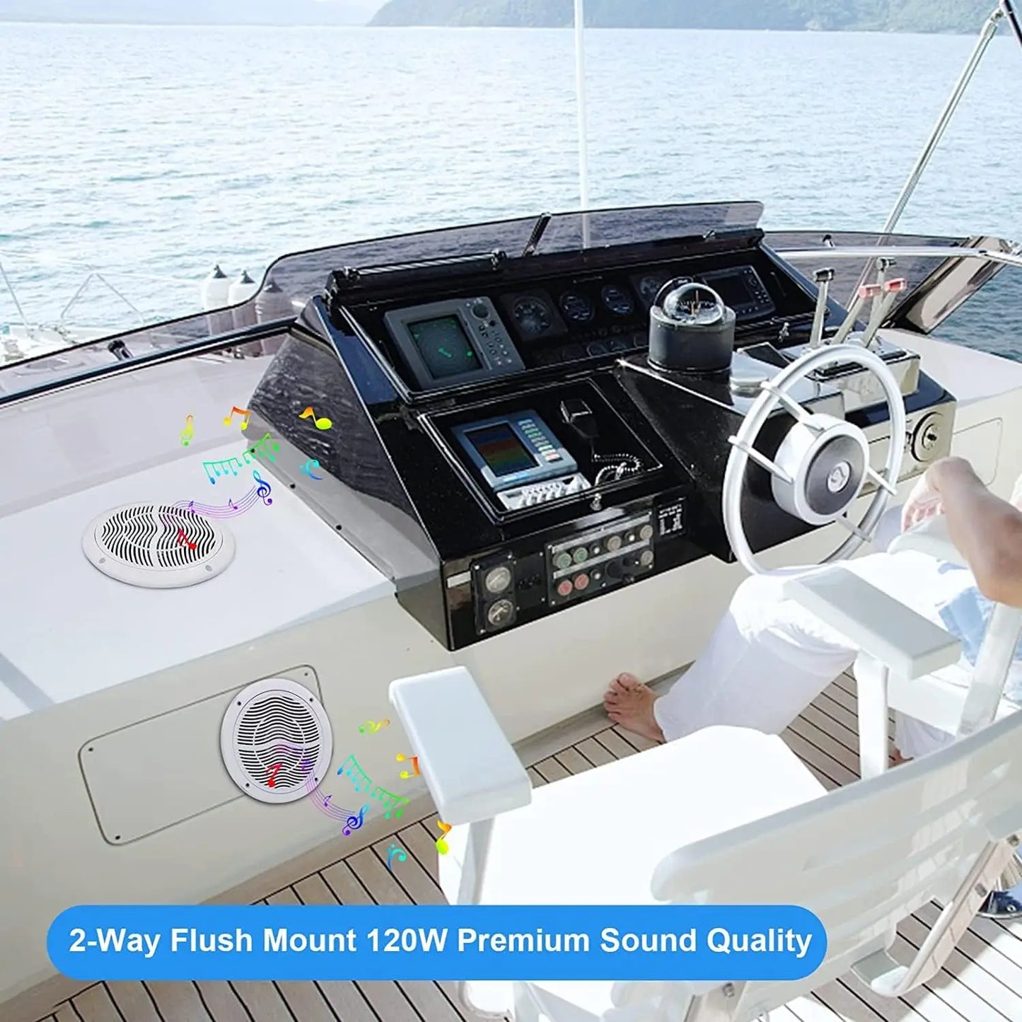 Herdio 6.5'' 120W Waterproof Bluetooth Marine Audio Ceiling Speaker Audio System Flush Mount Loudspeaker Suitable For Boat Home