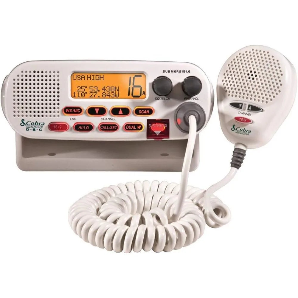 MR F45-D Fixed Mount VHF Marine Radio – 25 Watt VHF, Submersible, LCD Display, Noise Cancelling Microphone, NOAA